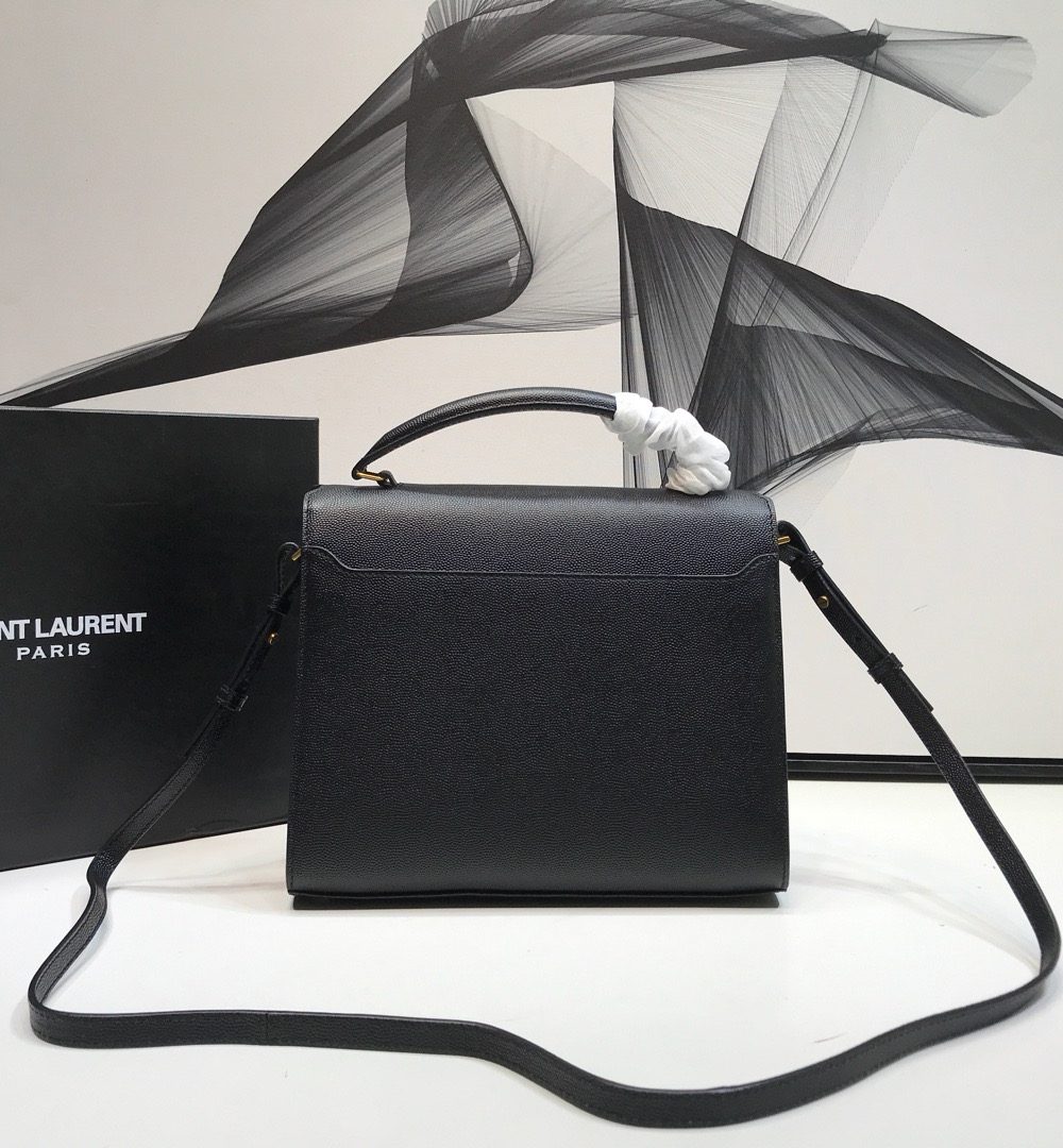 [REP 1:1] Saint Laurent Cassandra Medium Top Handle Bag In Grain Black For Women 9.6in/24.5cm YSL
