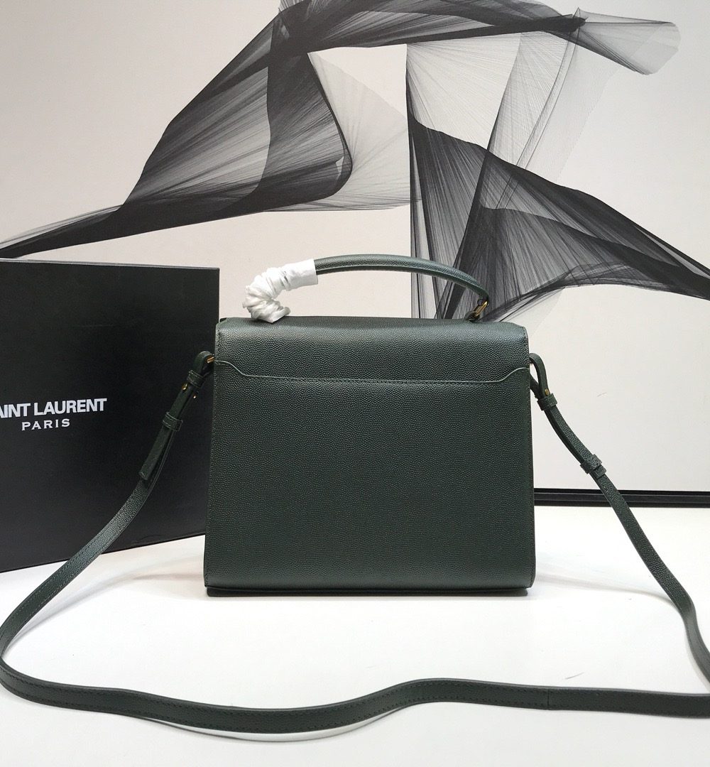 [REP 1:1] Saint Laurent Cassandra Medium Top Handle Bag In Grain Dark Green For Women 9.6in/24.5cm YSL