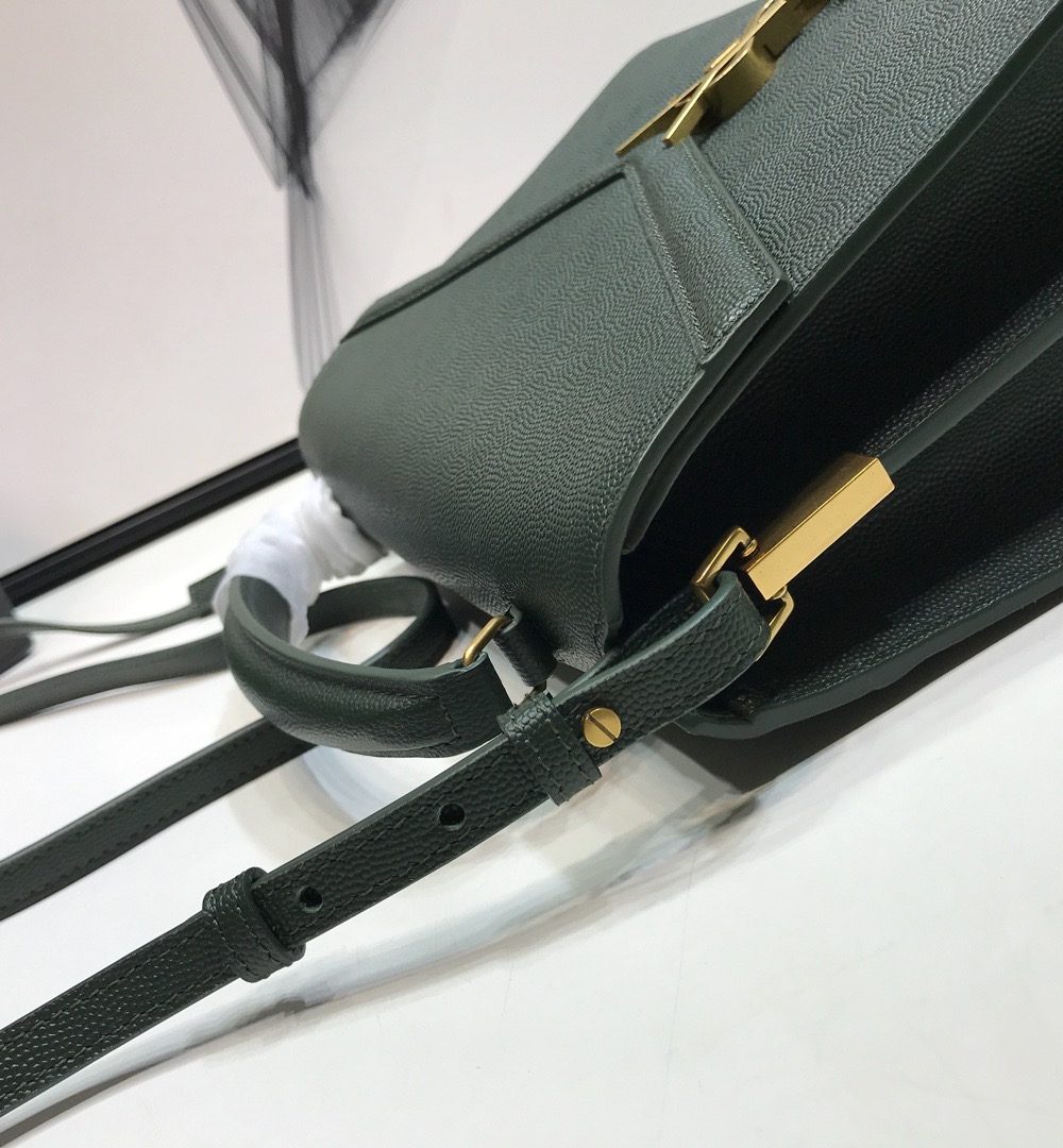 [REP 1:1] Saint Laurent Cassandra Medium Top Handle Bag In Grain Dark Green For Women 9.6in/24.5cm YSL