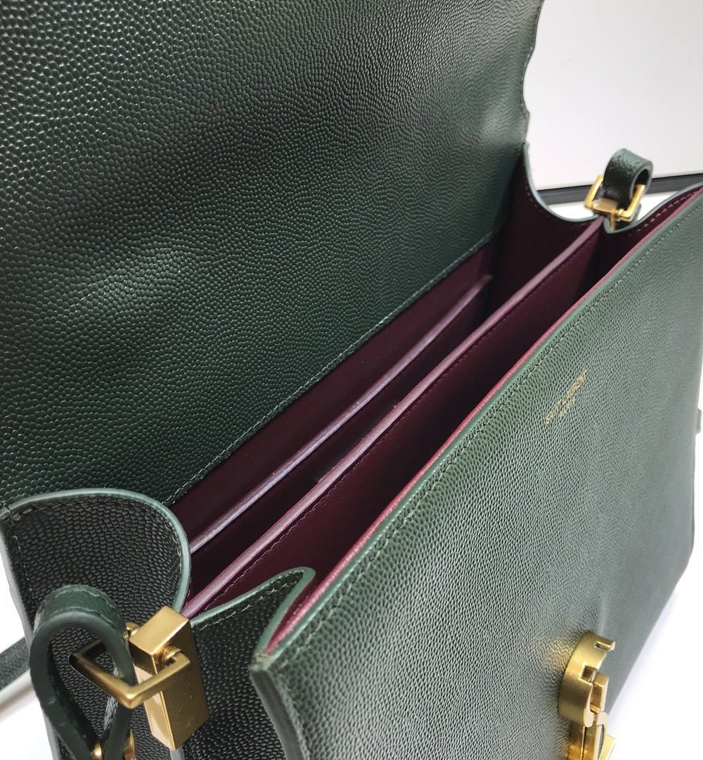 [REP 1:1] Saint Laurent Cassandra Medium Top Handle Bag In Grain Dark Green For Women 9.6in/24.5cm YSL