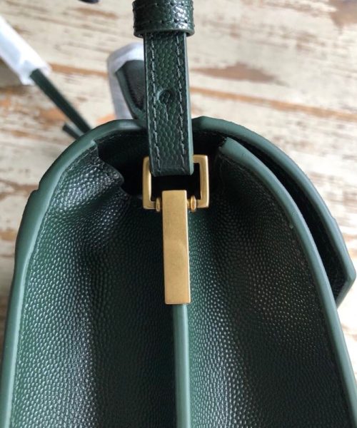 [REP 1:1] Saint Laurent Cassandra Medium Top Handle Bag In Grain De Poudre Embossed Dark Green For Women 9.6in/25cm