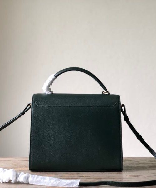 [REP 1:1] Saint Laurent Cassandra Medium Top Handle Bag In Grain De Poudre Embossed Dark Green For Women 9.6in/25cm