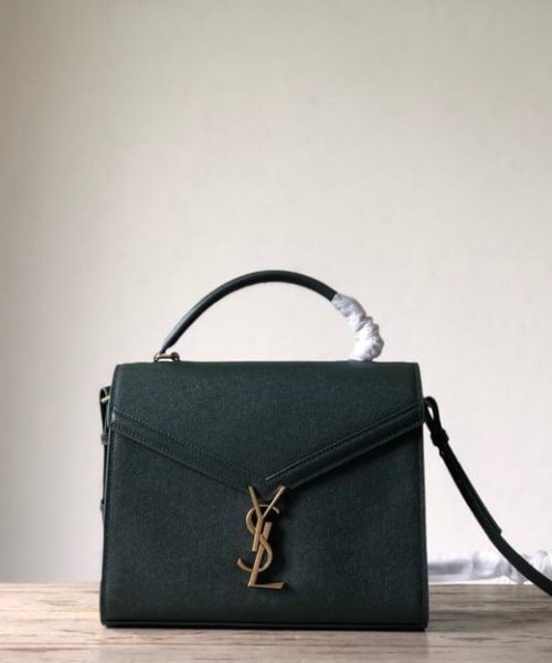 [REP 1:1] Saint Laurent Cassandra Medium Top Handle Bag In Grain De Poudre Embossed Dark Green For Women 9.6in/25cm