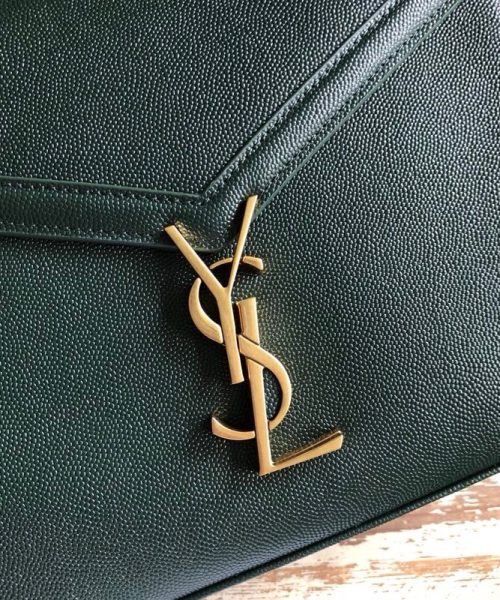 [REP 1:1] Saint Laurent Cassandra Medium Top Handle Bag In Grain De Poudre Embossed Dark Green For Women 9.6in/25cm