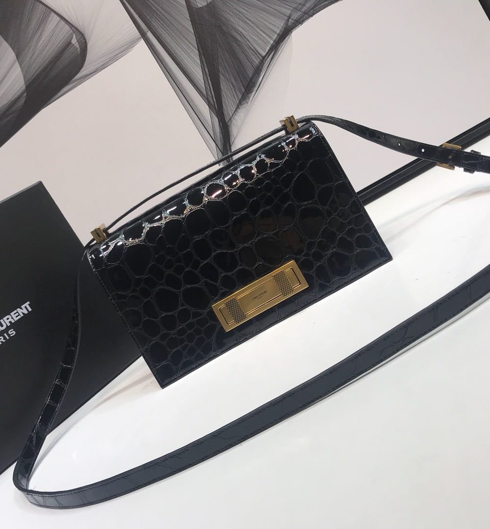 [REP 1:1] Saint Laurent Cassandra Small Crossbody Bag With Stone Print Black For Women 7.4in/19cm YSL