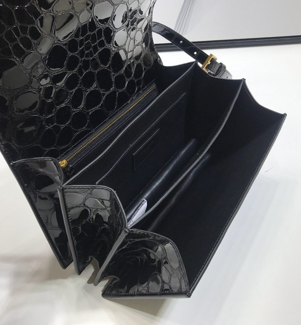 [REP 1:1] Saint Laurent Cassandra Small Crossbody Bag With Stone Print Black For Women 7.4in/19cm YSL