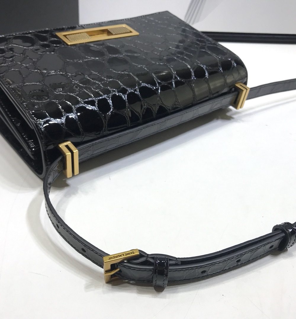 [REP 1:1] Saint Laurent Cassandra Small Crossbody Bag With Stone Print Black For Women 7.4in/19cm YSL