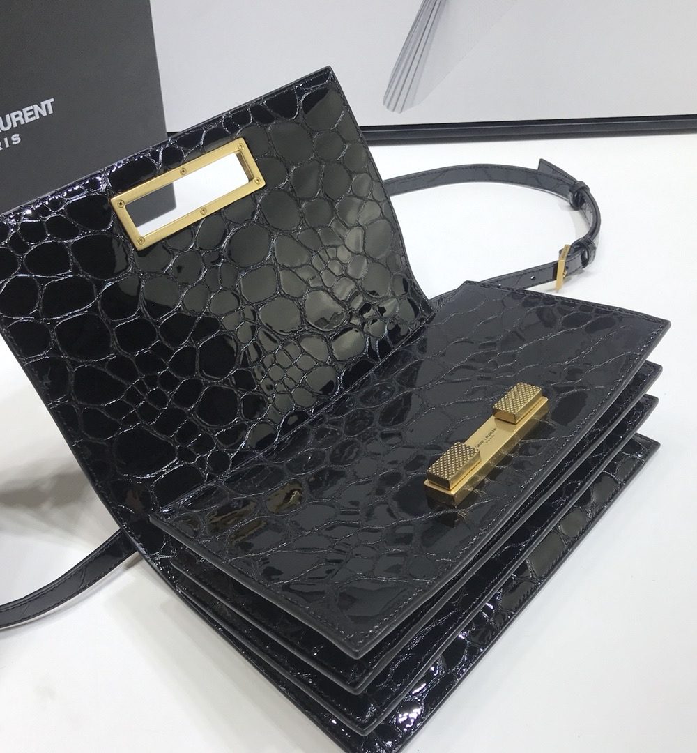 [REP 1:1] Saint Laurent Cassandra Small Crossbody Bag With Stone Print Black For Women 7.4in/19cm YSL