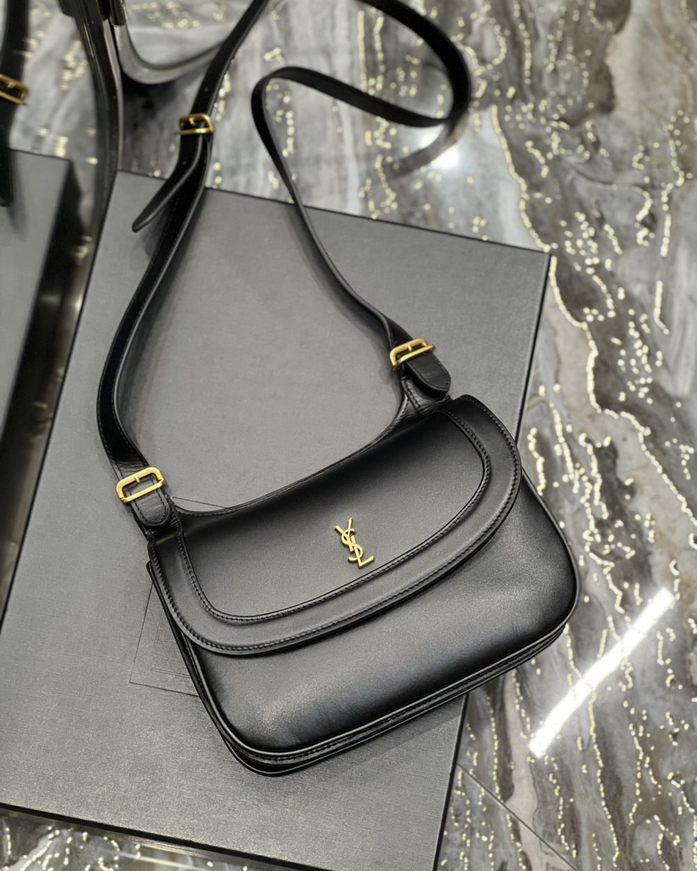 [REP 1:1] Saint Laurent Charlie Medium Shoudler Bag Black For Women 9.1in/23cm YSl 6867422R20W1000