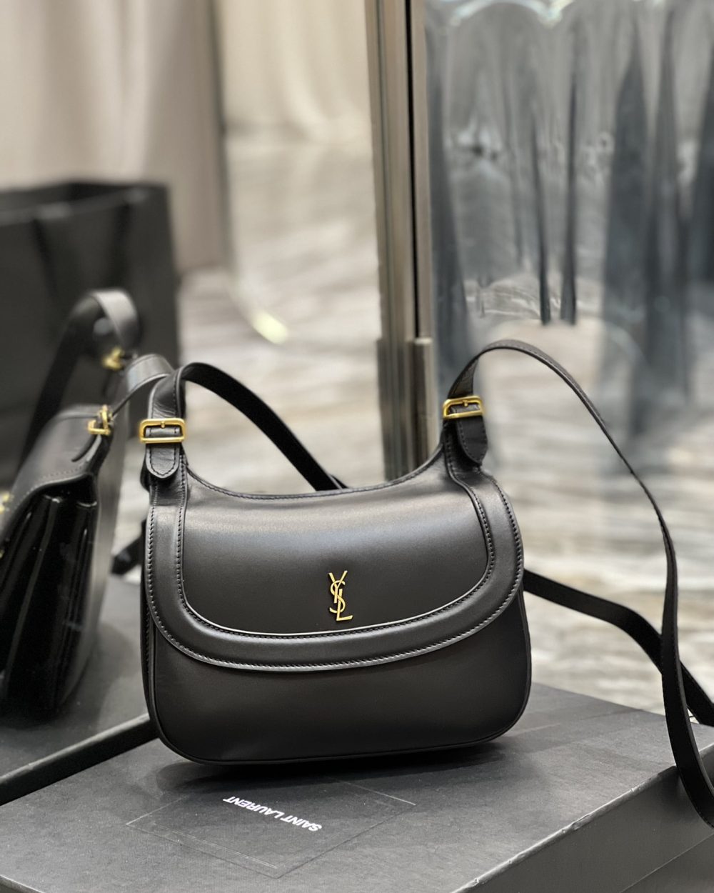 [REP 1:1] Saint Laurent Charlie Medium Shoudler Bag Black For Women 9.1in/23cm YSl 6867422R20W1000