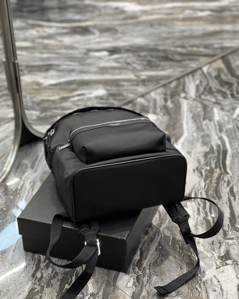 [REP 1:1] Saint Laurent City Backpack In Canvas Unisex For Women 13.8in/35cm Black YSL