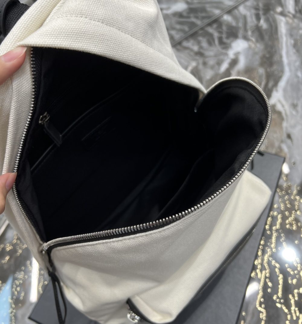 [REP 1:1] Saint Laurent City Backpack In Canvas Unisex For Women 13.8in/35cm White YSL