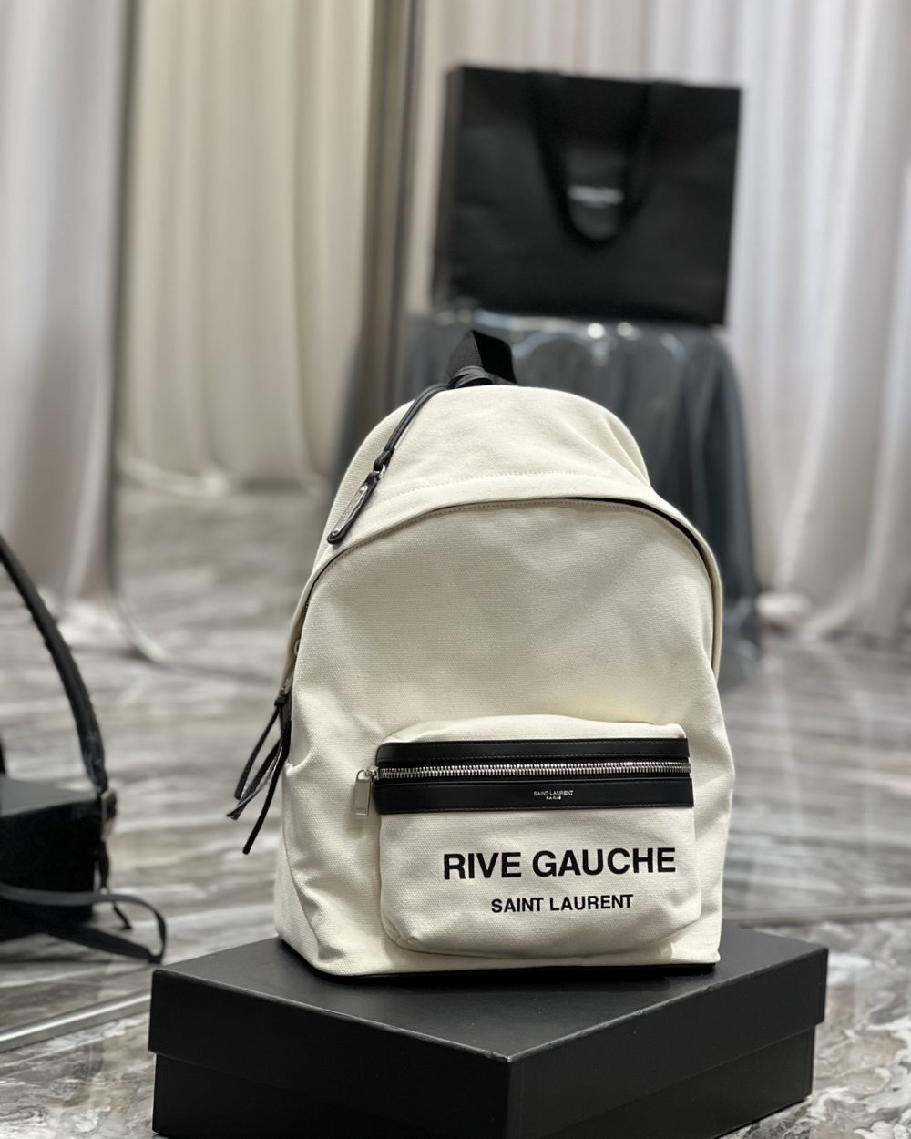 [REP 1:1] Saint Laurent City Backpack In Canvas Unisex For Women 13.8in/35cm White YSL