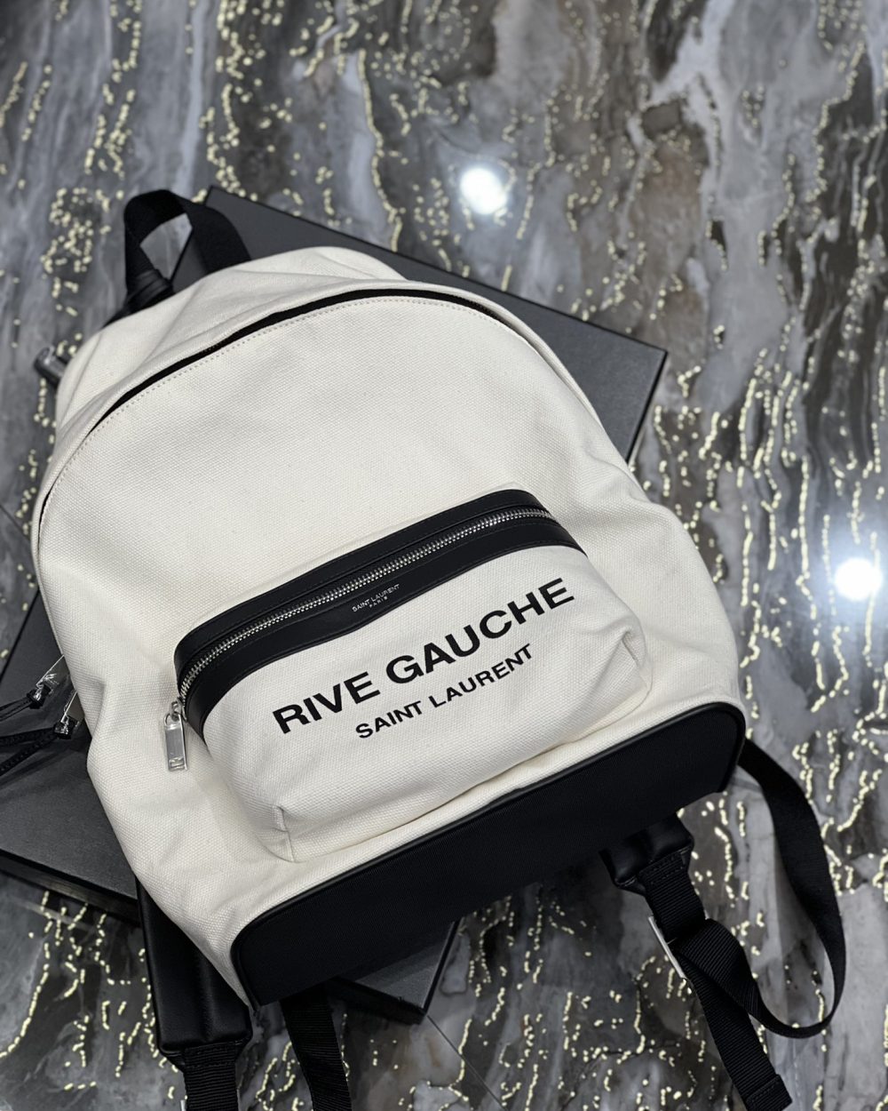 [REP 1:1] Saint Laurent City Backpack In Canvas Unisex For Women 13.8in/35cm White YSL