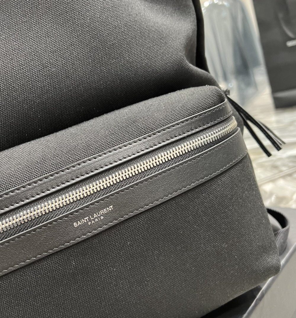 [REP 1:1] Saint Laurent City Backpack In Canvas Unisex For Women 15in/38cm Black YSL