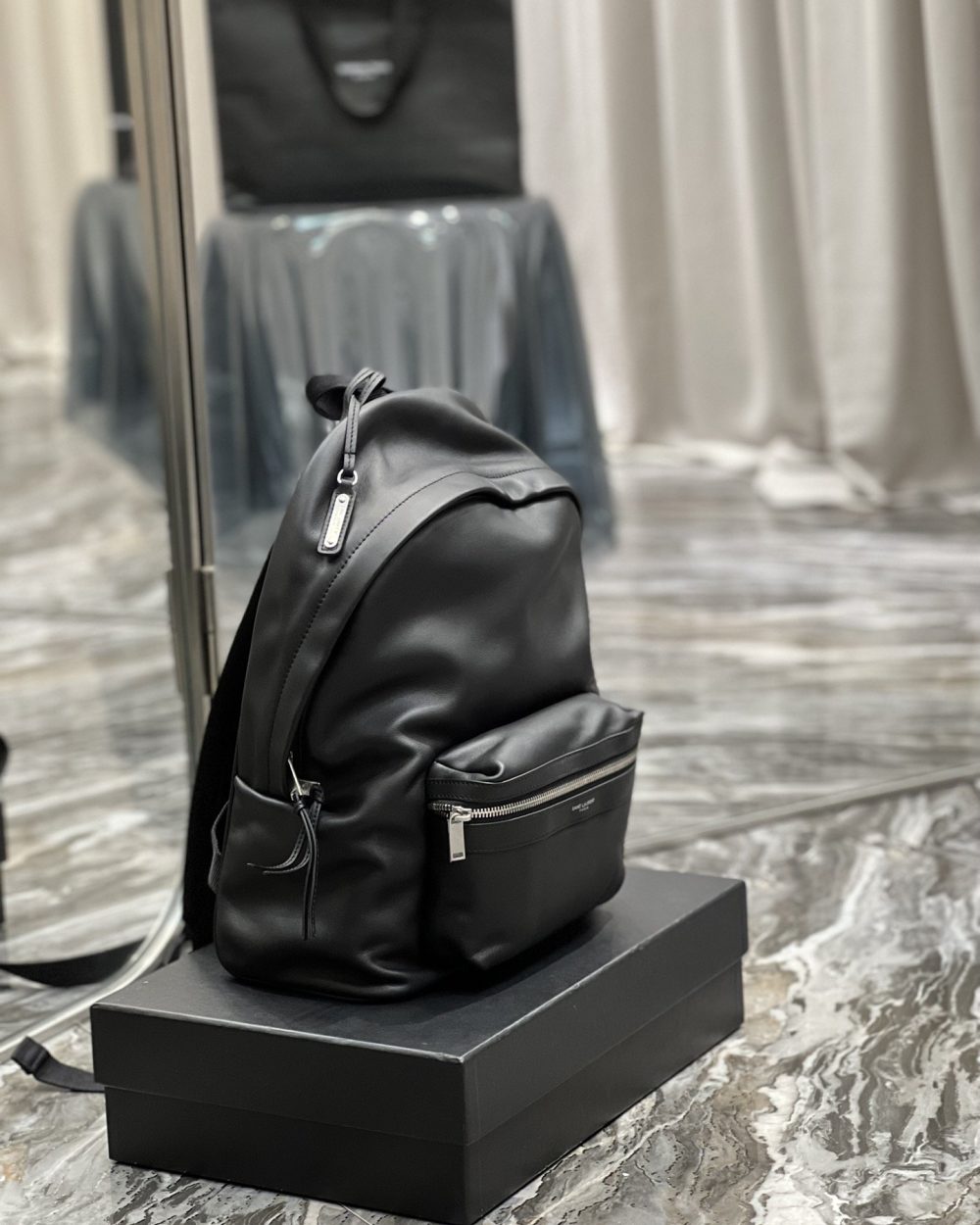 [REP 1:1] Saint Laurent City Backpack In Unisex For Women 13.8in/35cm Black YSL