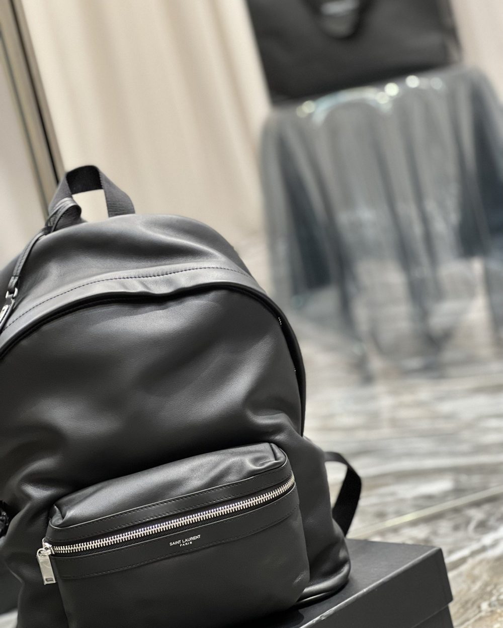 [REP 1:1] Saint Laurent City Backpack In Unisex For Women 13.8in/35cm Black YSL