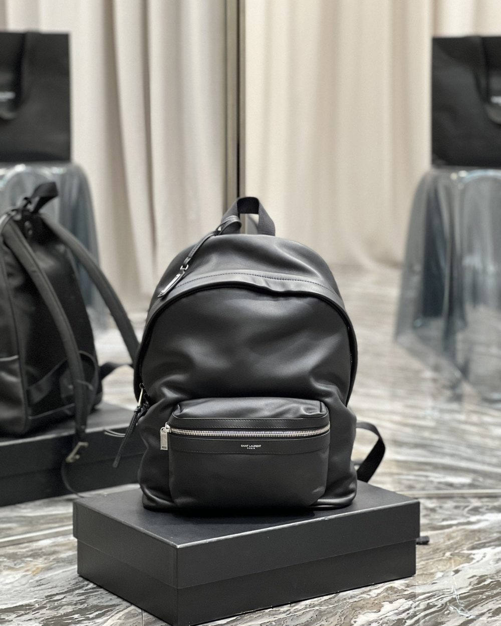 [REP 1:1] Saint Laurent City Backpack In Unisex For Women 13.8in/35cm Black YSL