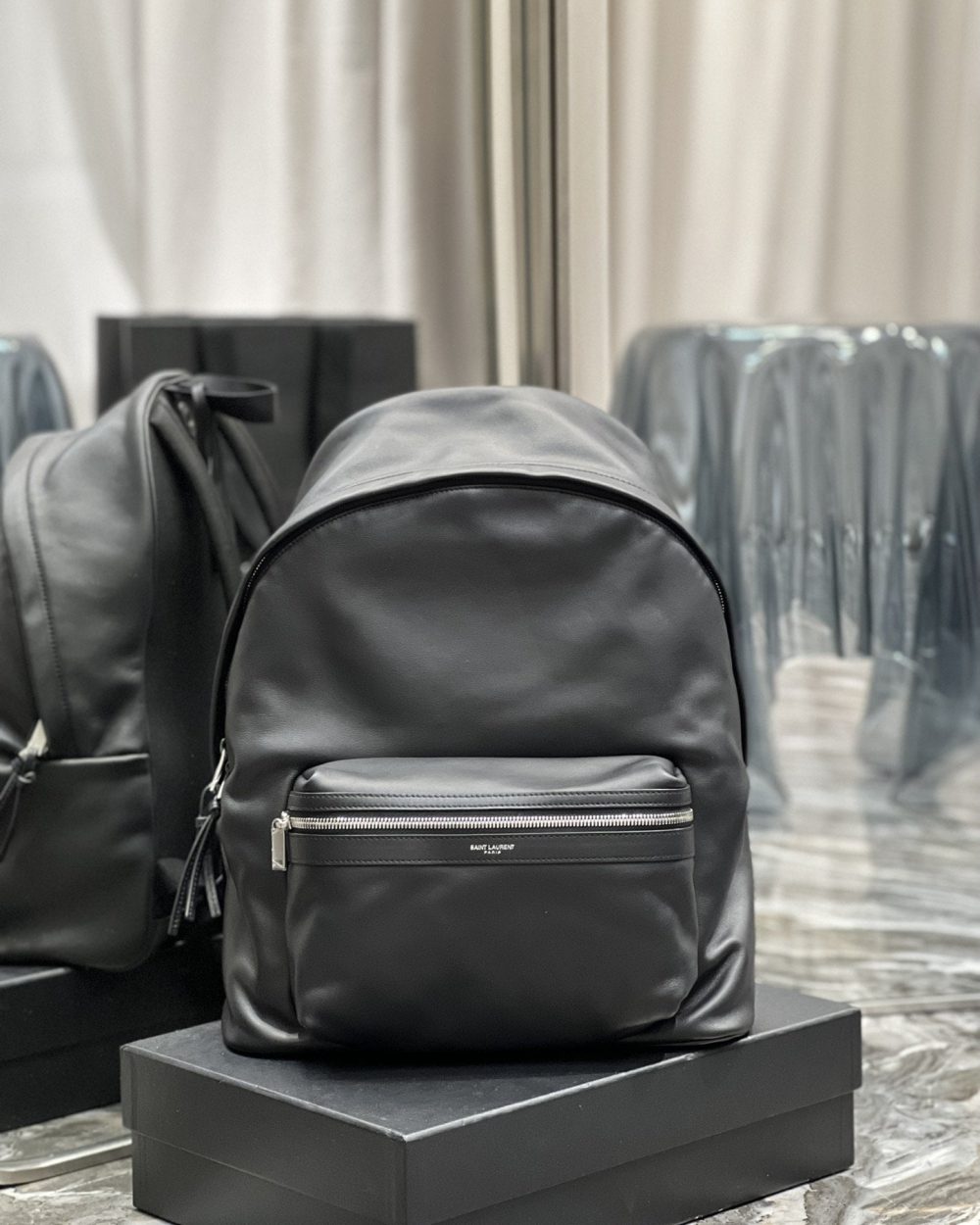[REP 1:1] Saint Laurent City Backpack Unisex For Women 15in/38cm Black YSL