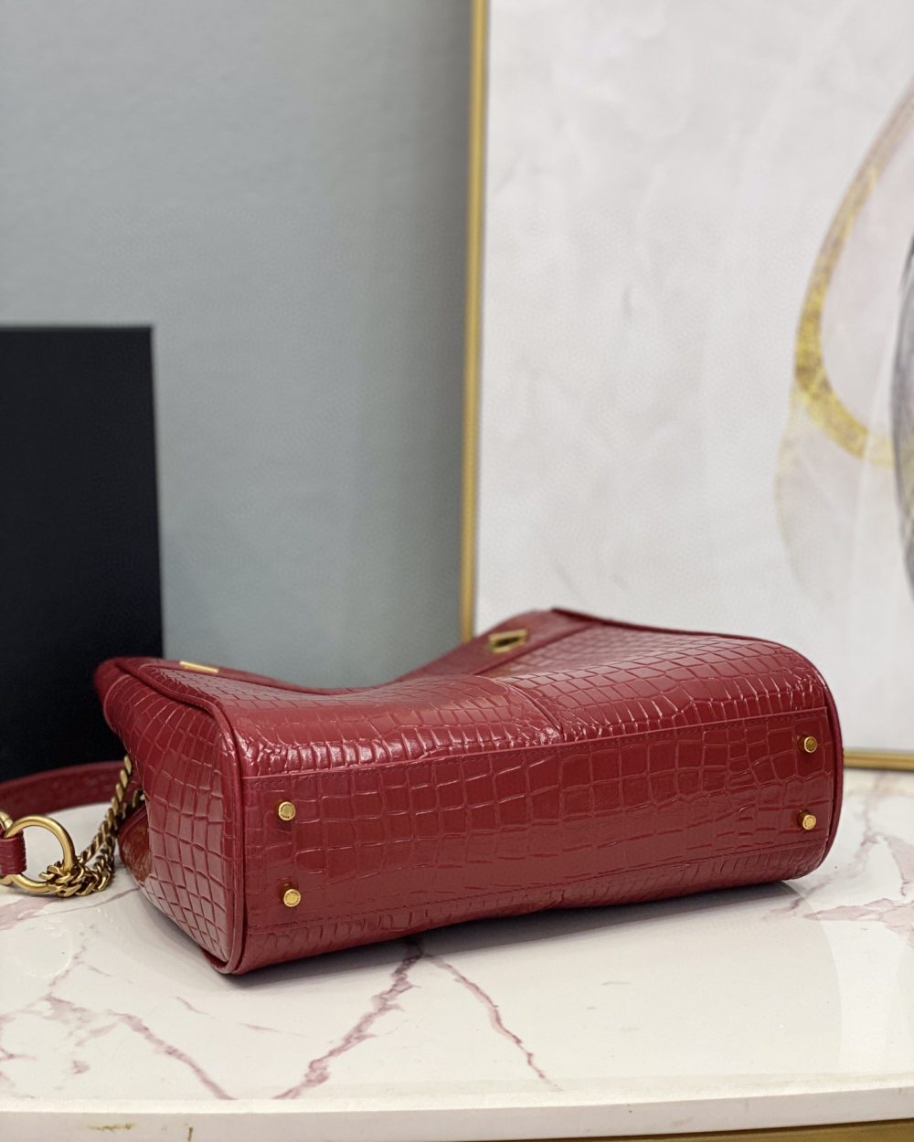 [REP 1:1] Saint Laurent Claude-Effect Tote Bag Red For Women 11in/28cm YSL 64028116J0W