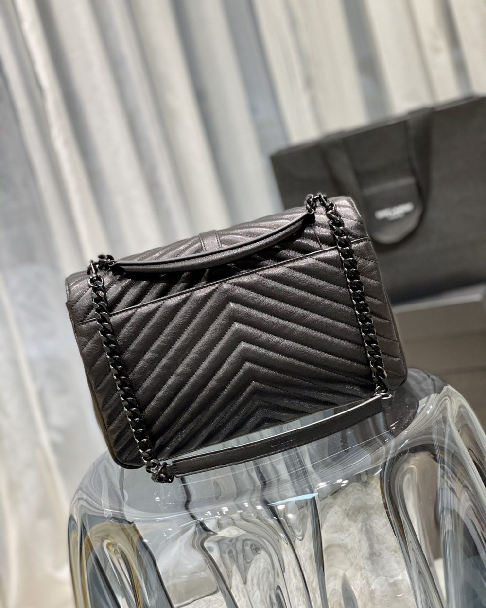 [REP 1:1] Saint Laurent College Large Chain Bag Black With Metal Toned Hardware For Women 12.6in/32cm YSL 600278BRM081000