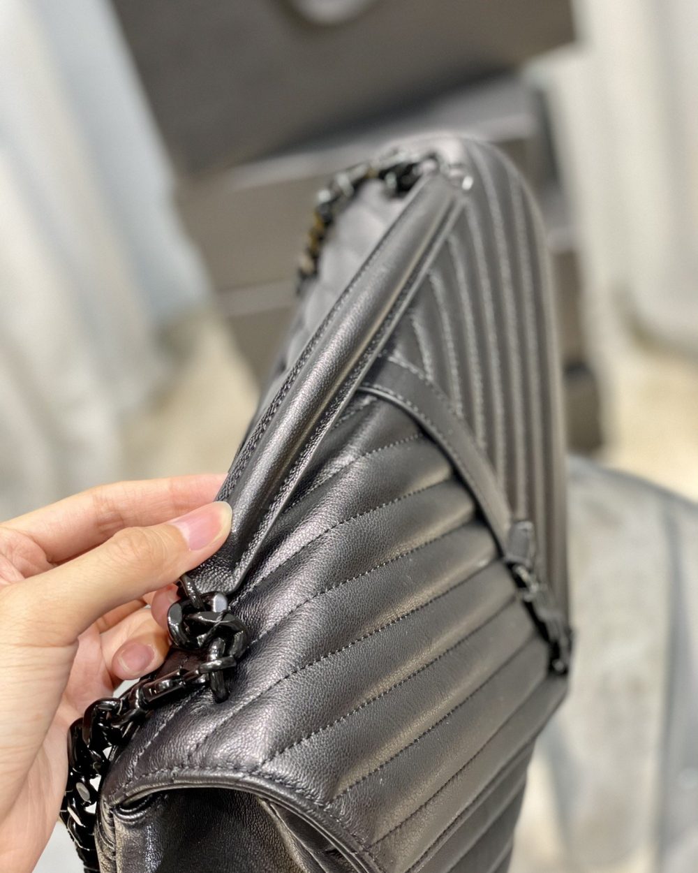 [REP 1:1] Saint Laurent College Large Chain Bag Black With Metal Toned Hardware For Women 12.6in/32cm YSL 600278BRM081000