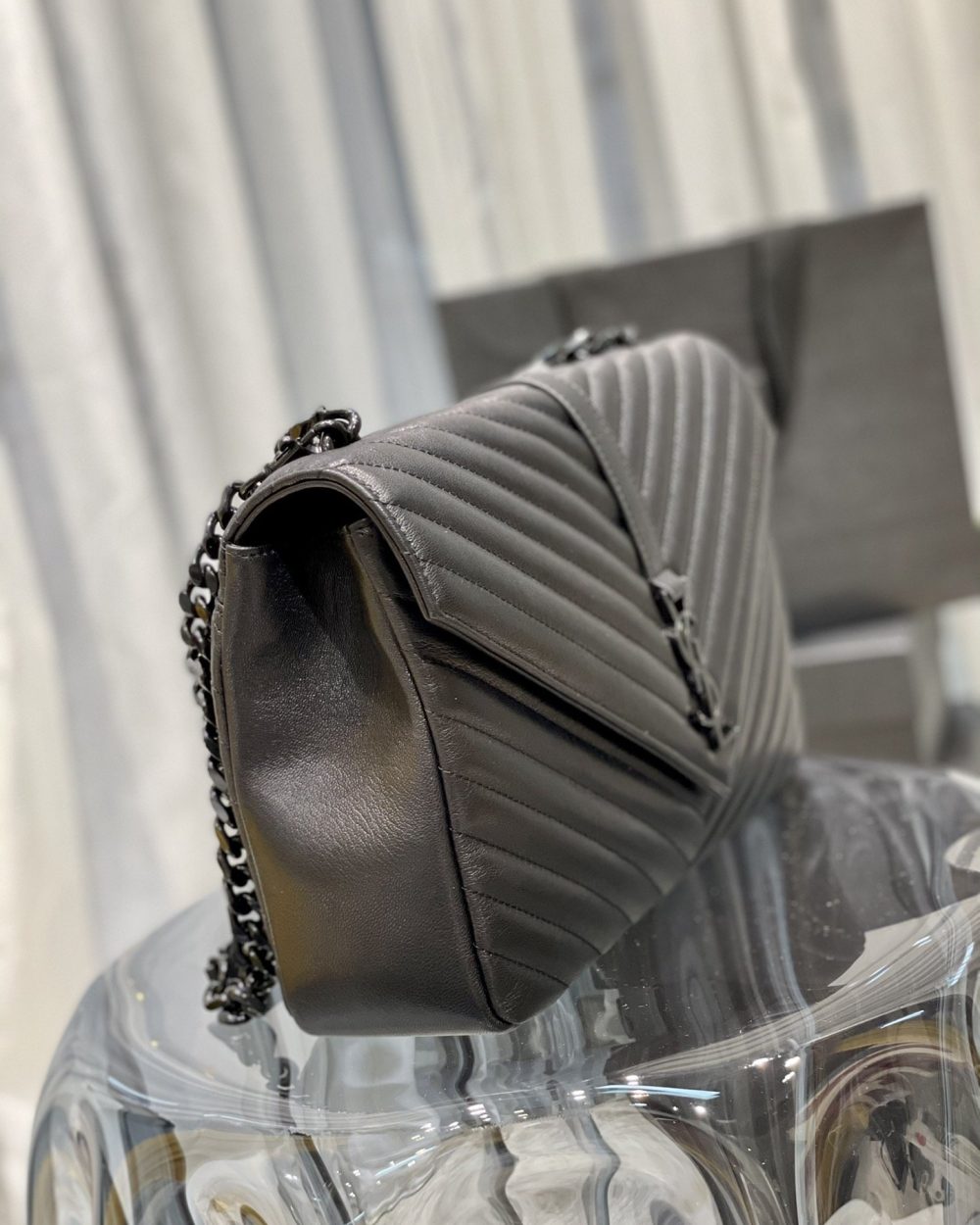 [REP 1:1] Saint Laurent College Large Chain Bag Black With Metal Toned Hardware For Women 12.6in/32cm YSL 600278BRM081000