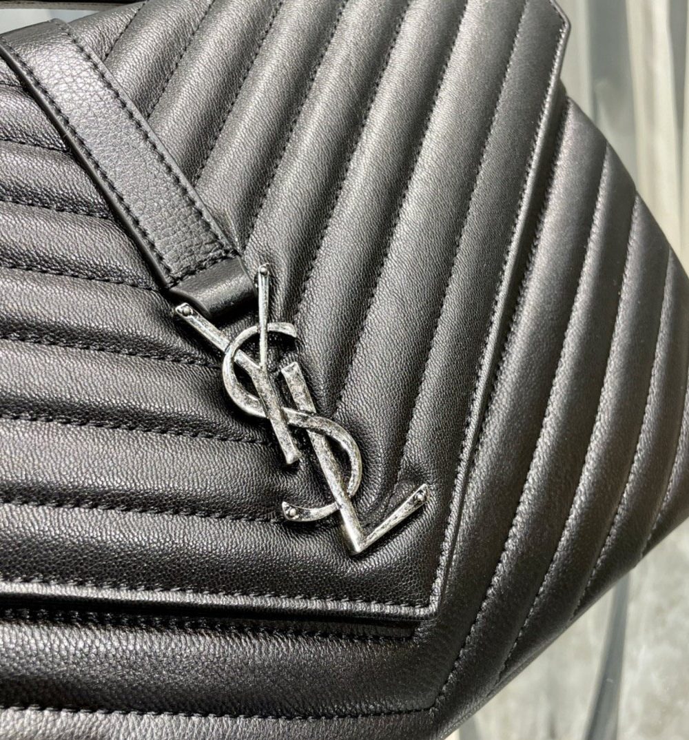 [REP 1:1] Saint Laurent College Large Chain Bag Black With Silver TonedHardware For Women 12.6in/32cm YSL 600278BRM041000