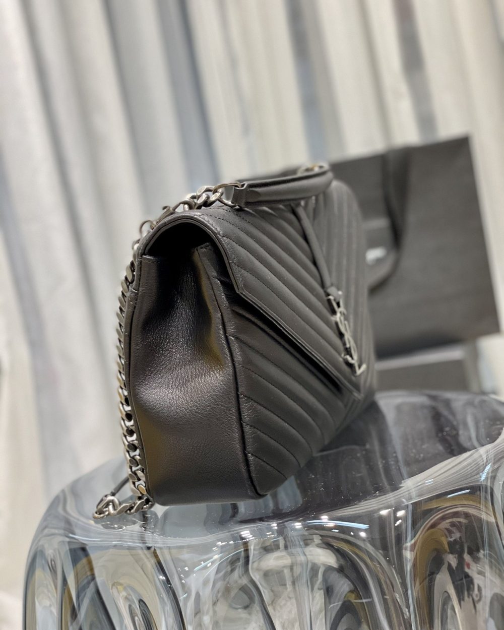 [REP 1:1] Saint Laurent College Large Chain Bag Black With Silver TonedHardware For Women 12.6in/32cm YSL 600278BRM041000