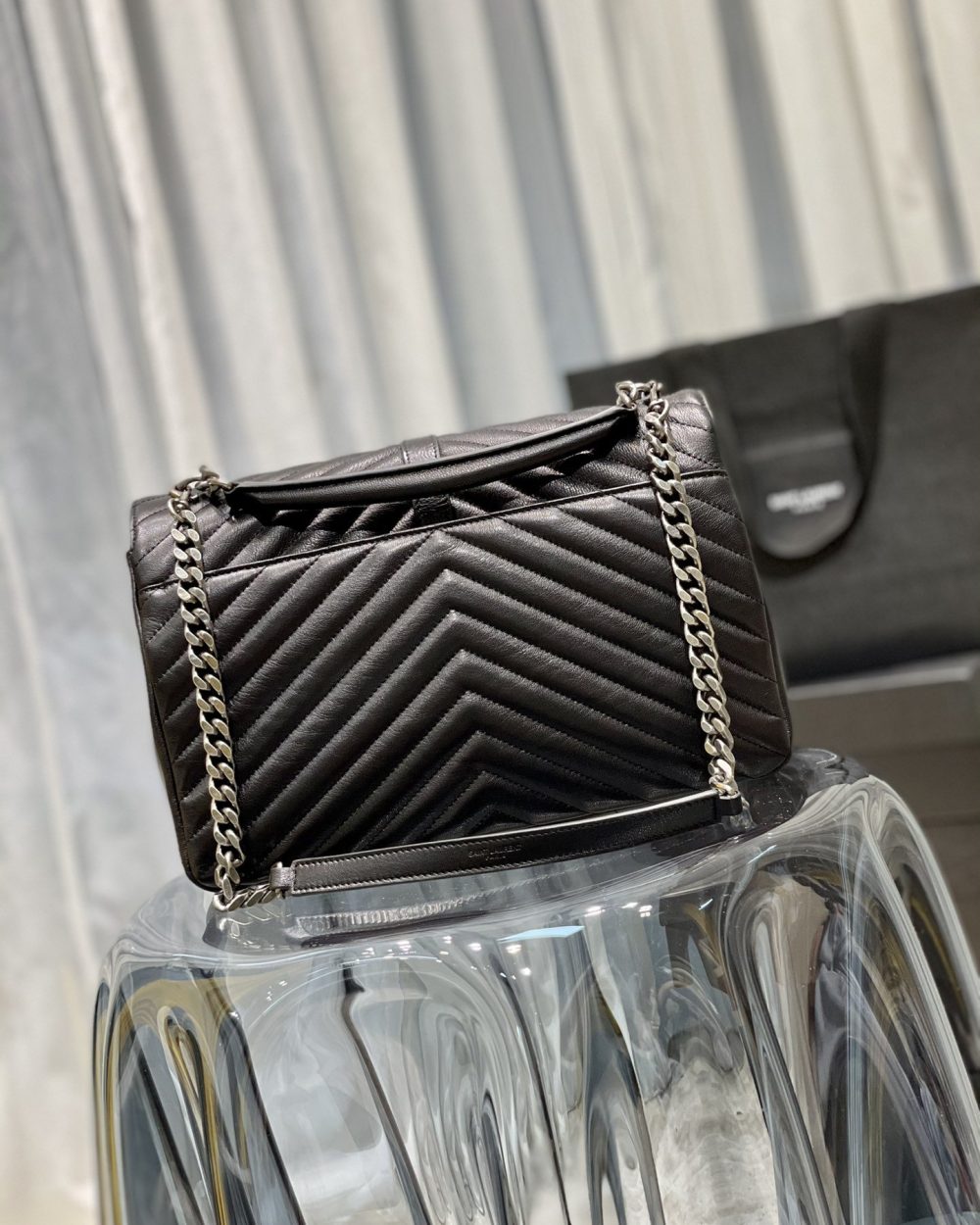 [REP 1:1] Saint Laurent College Large Chain Bag Black With Silver TonedHardware For Women 12.6in/32cm YSL 600278BRM041000