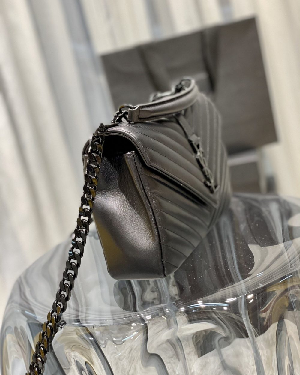 [REP 1:1] Saint Laurent College Medium Chain Bag Black Metal Toned Hardware For Women 9.4in/24cm YSL 600279BRM081000