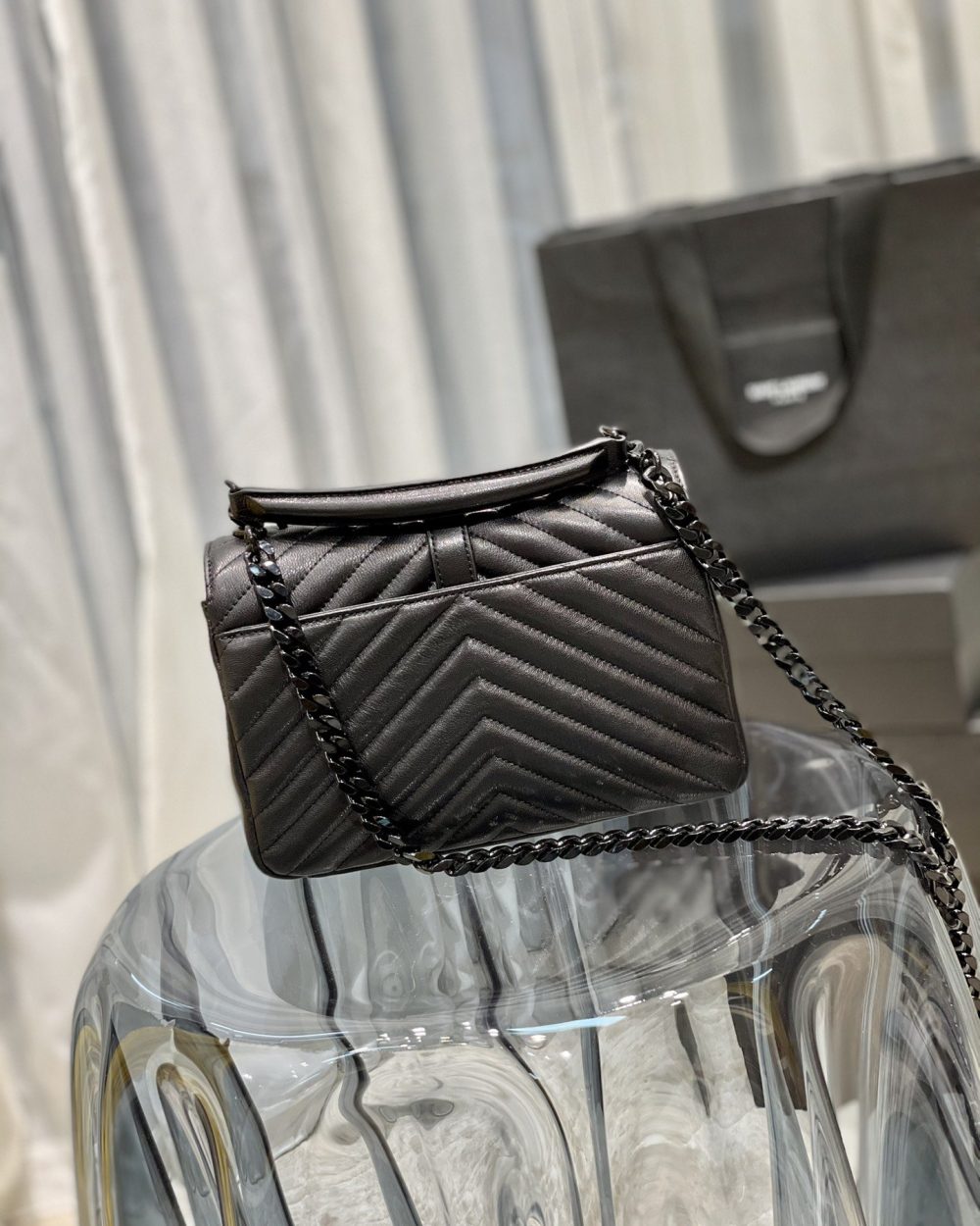 [REP 1:1] Saint Laurent College Medium Chain Bag Black Metal Toned Hardware For Women 9.4in/24cm YSL 600279BRM081000