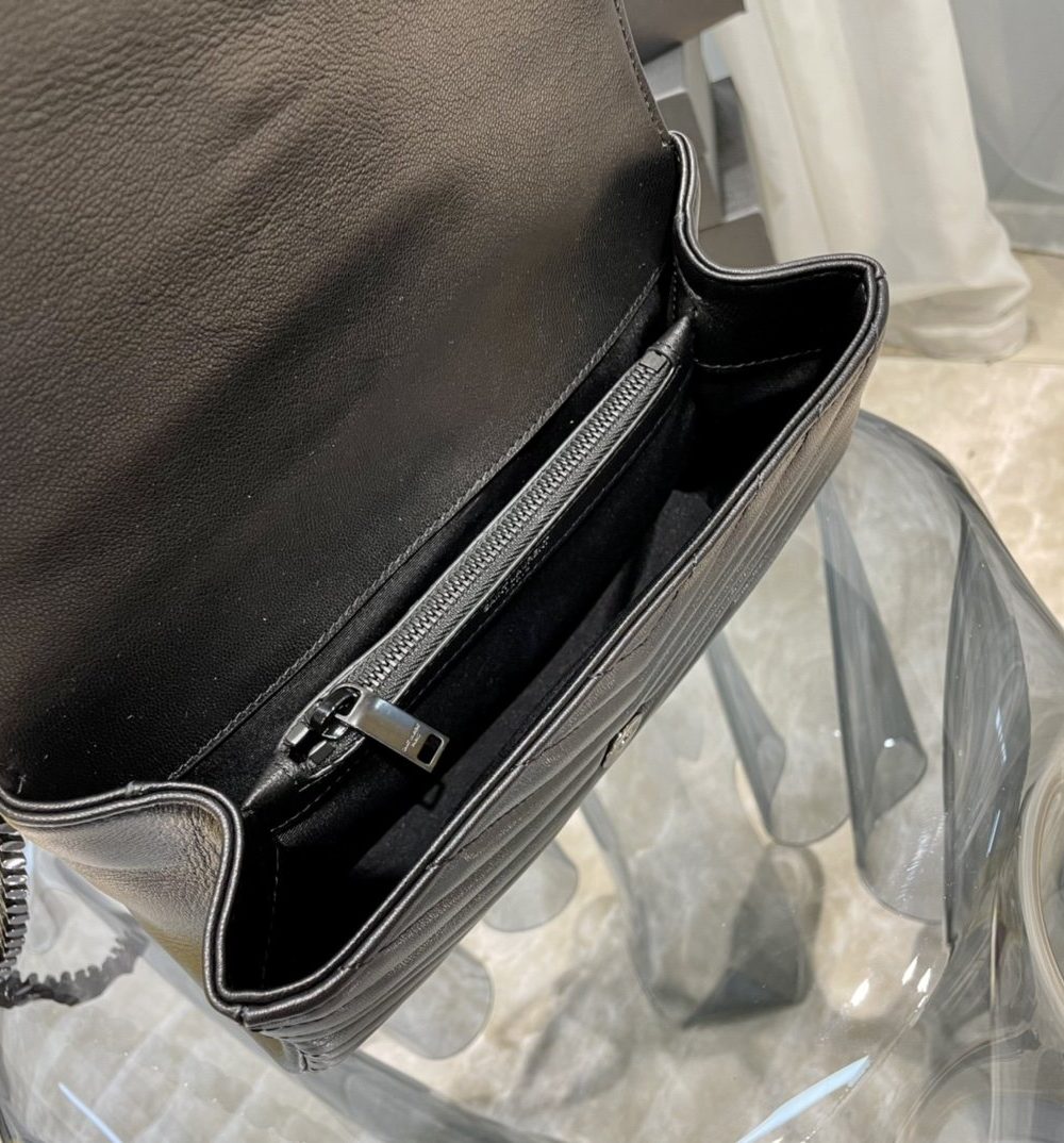 [REP 1:1] Saint Laurent College Medium Chain Bag Black Metal Toned Hardware For Women 9.4in/24cm YSL 600279BRM081000