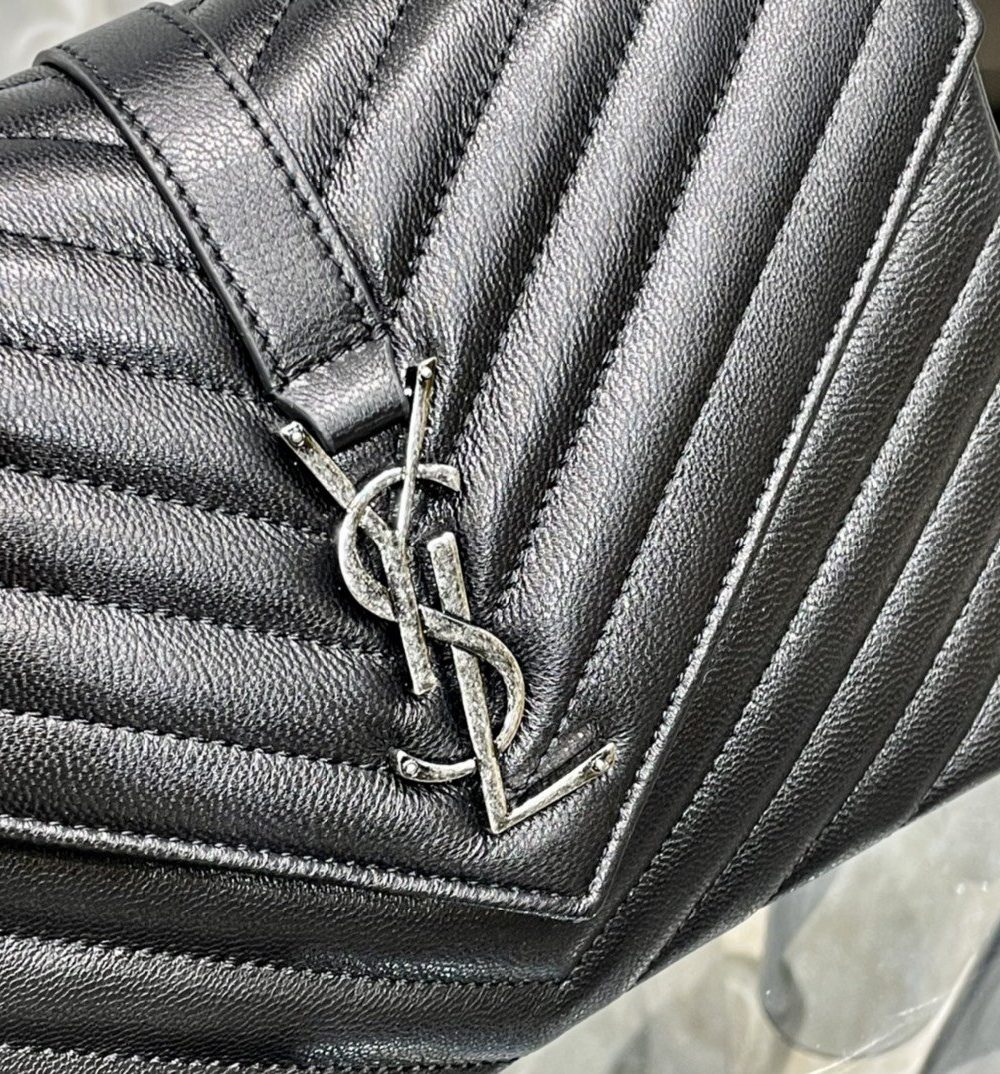 [REP 1:1] Saint Laurent College Medium Chain Bag Black Silver Toned Hardware For Women 9.4in/24cm YSL 600279BRM041000