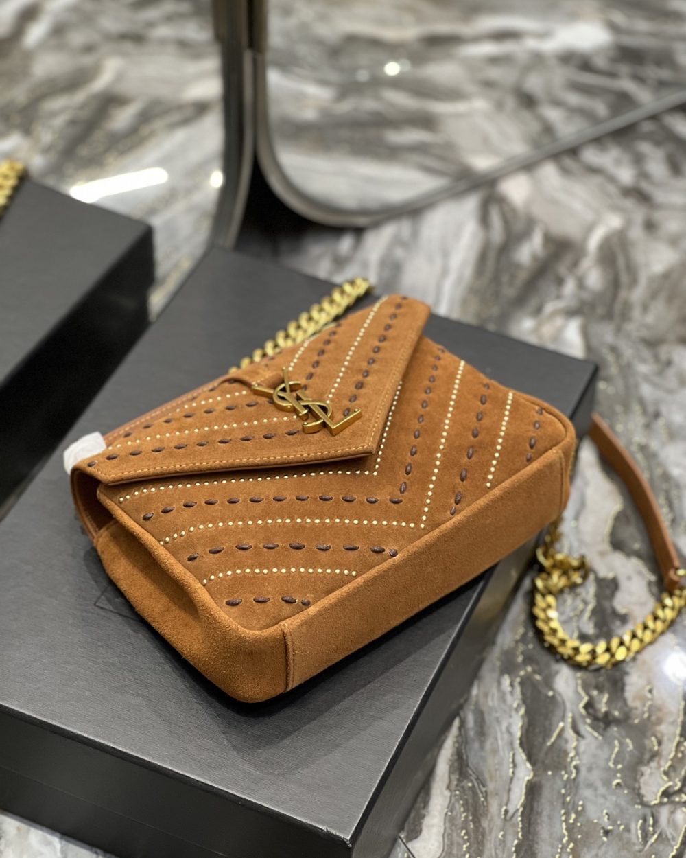 [REP 1:1] Saint Laurent College Medium Shoulder Bag Brown For Women, Women's Bags 9.4in/24cm YSL