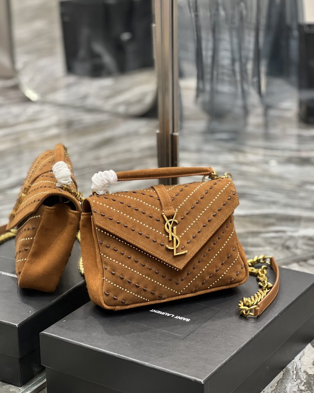 [REP 1:1] Saint Laurent College Medium Shoulder Bag Brown For Women, Women's Bags 9.4in/24cm YSL