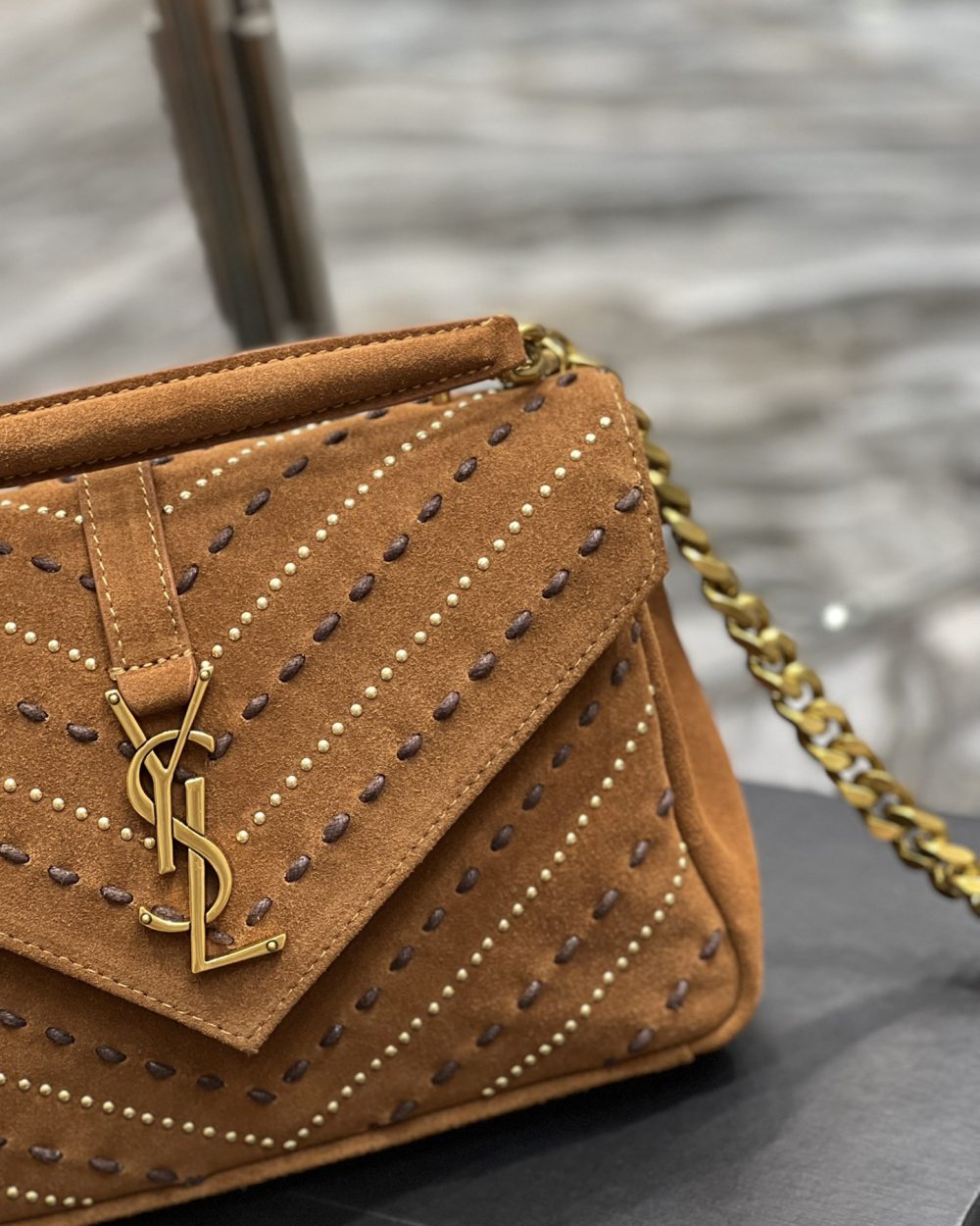 [REP 1:1] Saint Laurent College Medium Shoulder Bag Brown For Women, Women's Bags 9.4in/24cm YSL