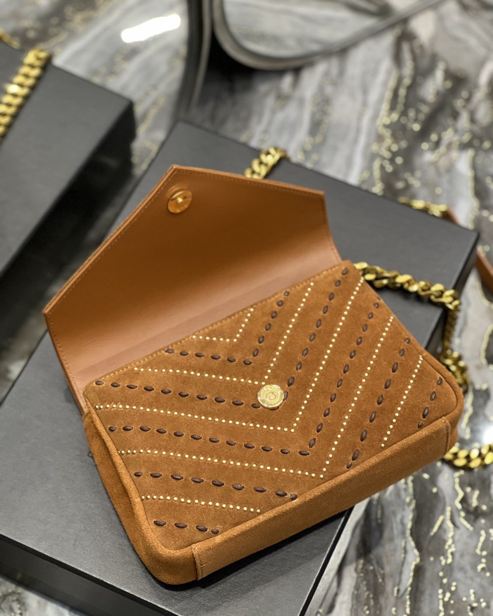 [REP 1:1] Saint Laurent College Medium Shoulder Bag Brown For Women, Women's Bags 9.4in/24cm YSL