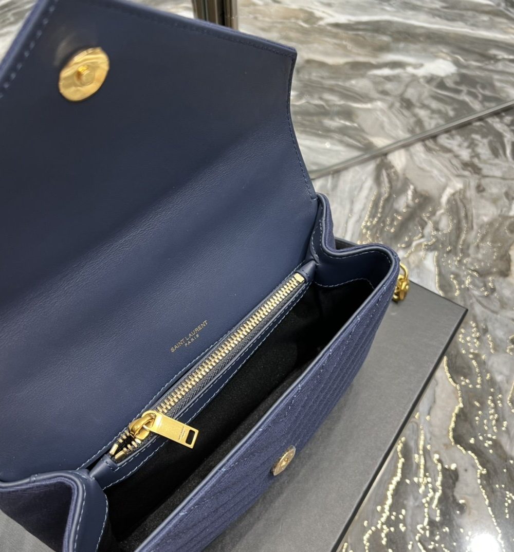 [REP 1:1] Saint Laurent Envelope Medium Bag Marine In Mix Matelassé Grain De Poudre Embossed Material For Women 9.4in/24cm YSL 600185BOW914147