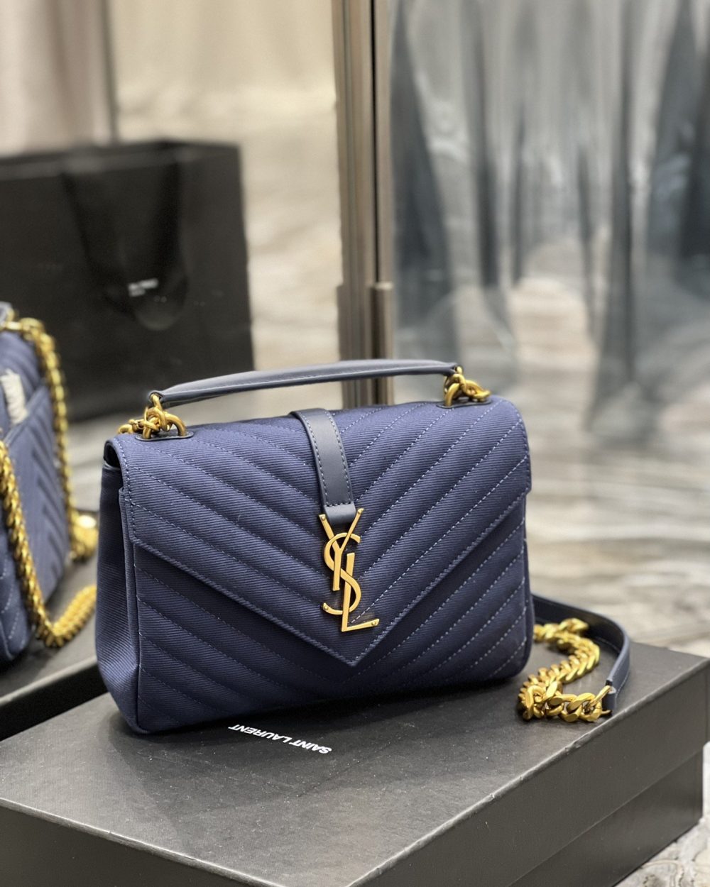 [REP 1:1] Saint Laurent Envelope Medium Bag Marine In Mix Matelassé Grain De Poudre Embossed Material For Women 9.4in/24cm YSL 600185BOW914147