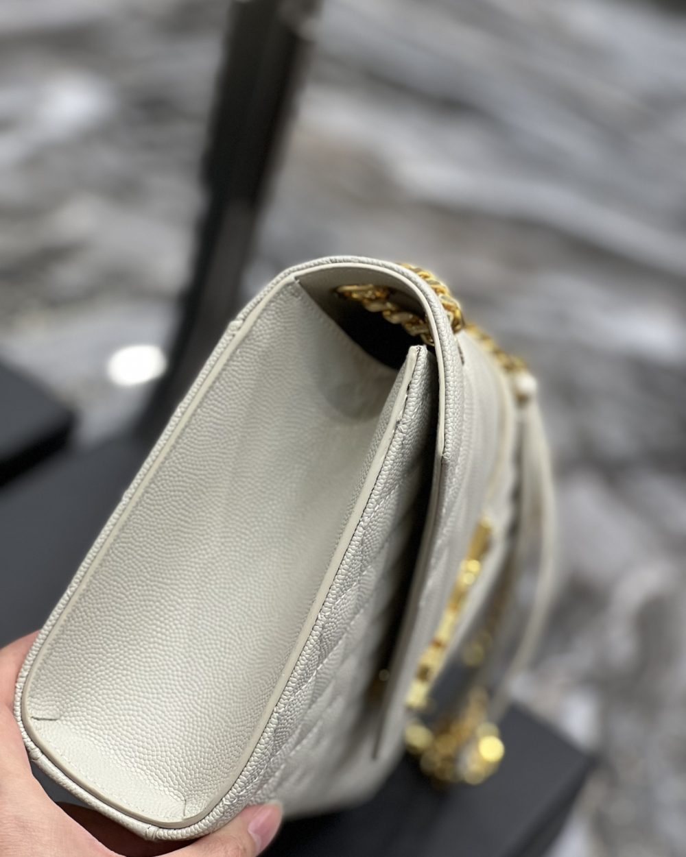 [REP 1:1] Saint Laurent Envelope Medium Chain Bag White For Women, Women's Bags 9.4in/24cm YSL