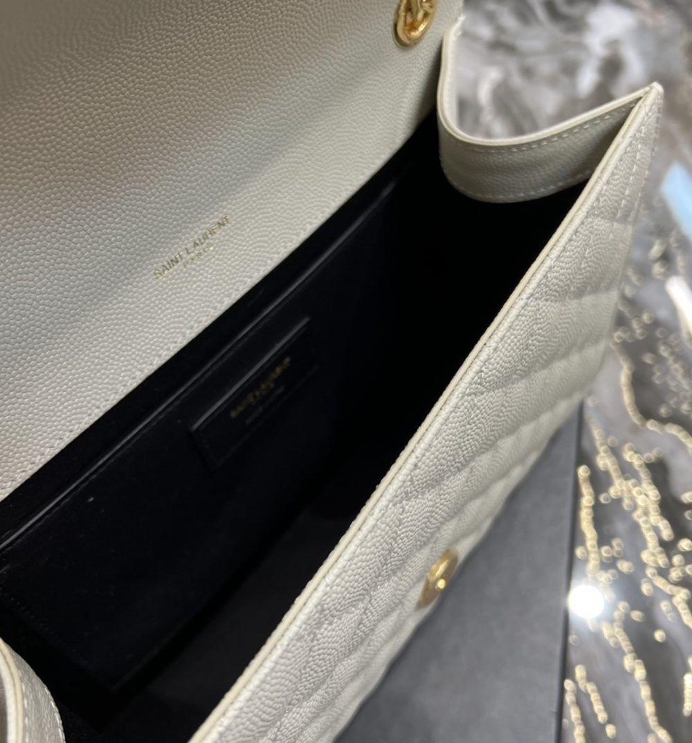 [REP 1:1] Saint Laurent Envelope Medium Chain Bag White For Women, Women's Bags 9.4in/24cm YSL
