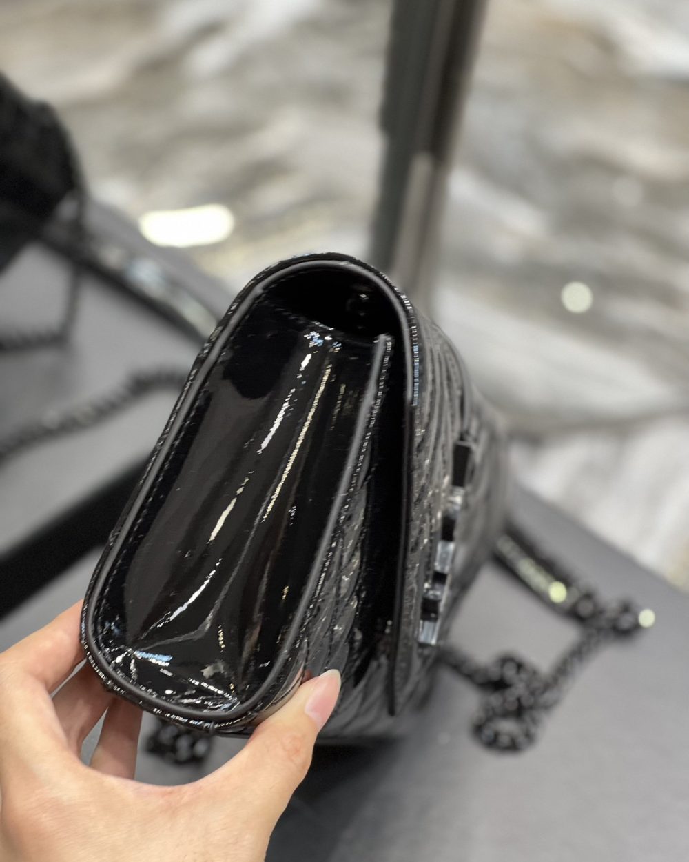 [REP 1:1] Saint Laurent Envelope Small Bag Black In Mix Matelassé Grain De Poudre Embossed Material For Women 8.2in/21cm YSL