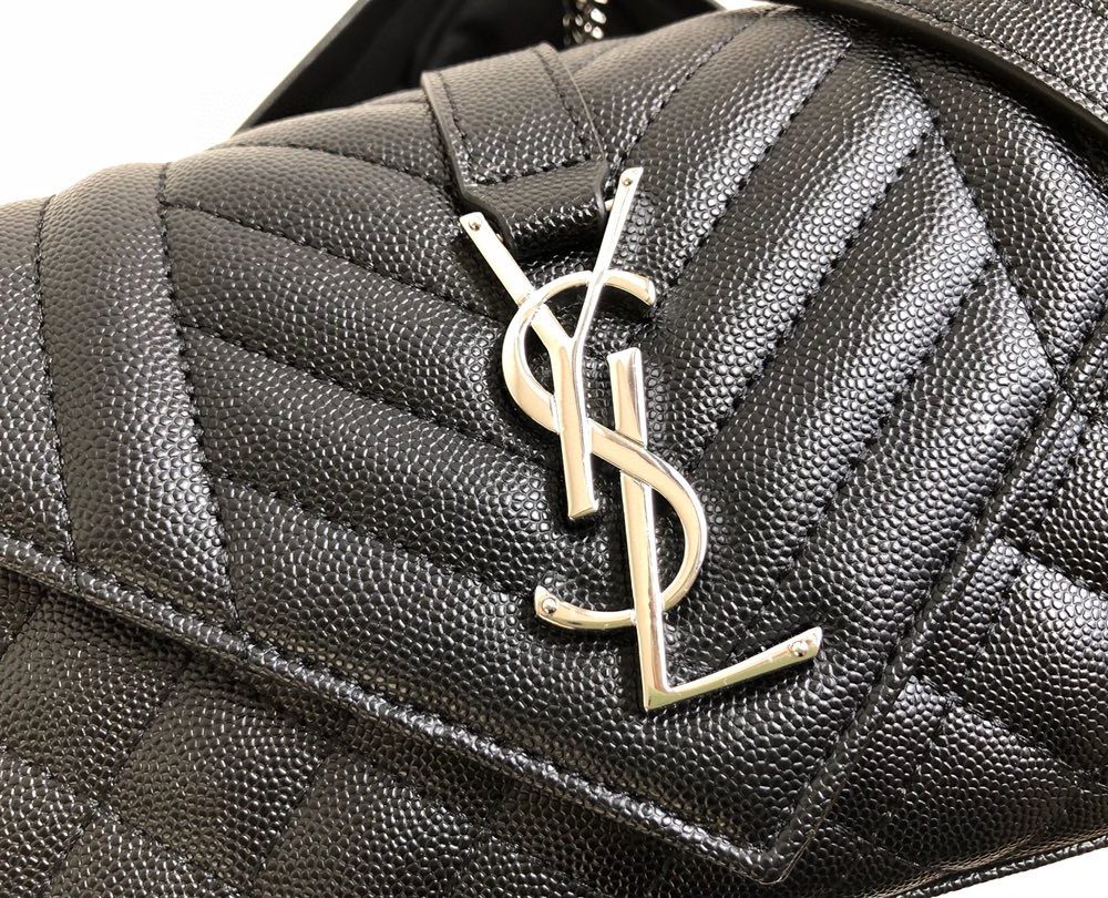 [REP 1:1] Saint Laurent Envelope Small Bag In Mix Matelassé Grain De Poudre Black For Women 8.2in/21cm YSL 600195BOW921000