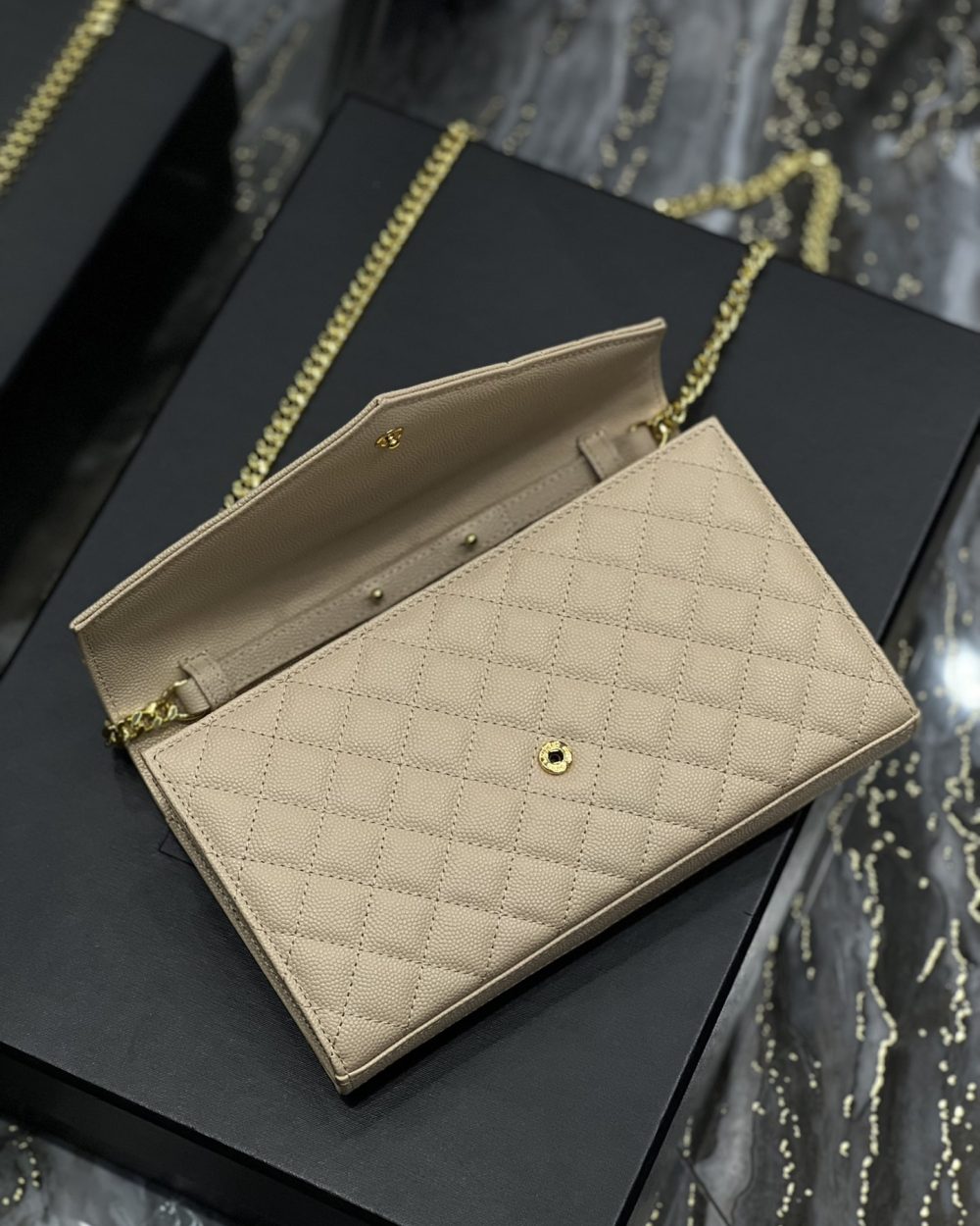 [REP 1:1] Saint Laurent Envelope Small Chain Bag Beige For Women, Women's Bags 8.6in/22cm YSL