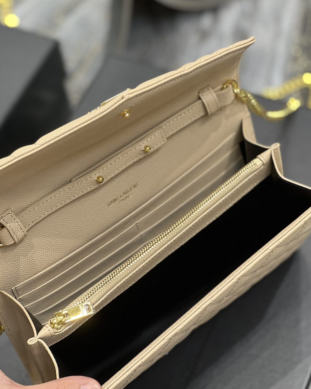 [REP 1:1] Saint Laurent Envelope Small Chain Bag Beige For Women, Women's Bags 8.6in/22cm YSL