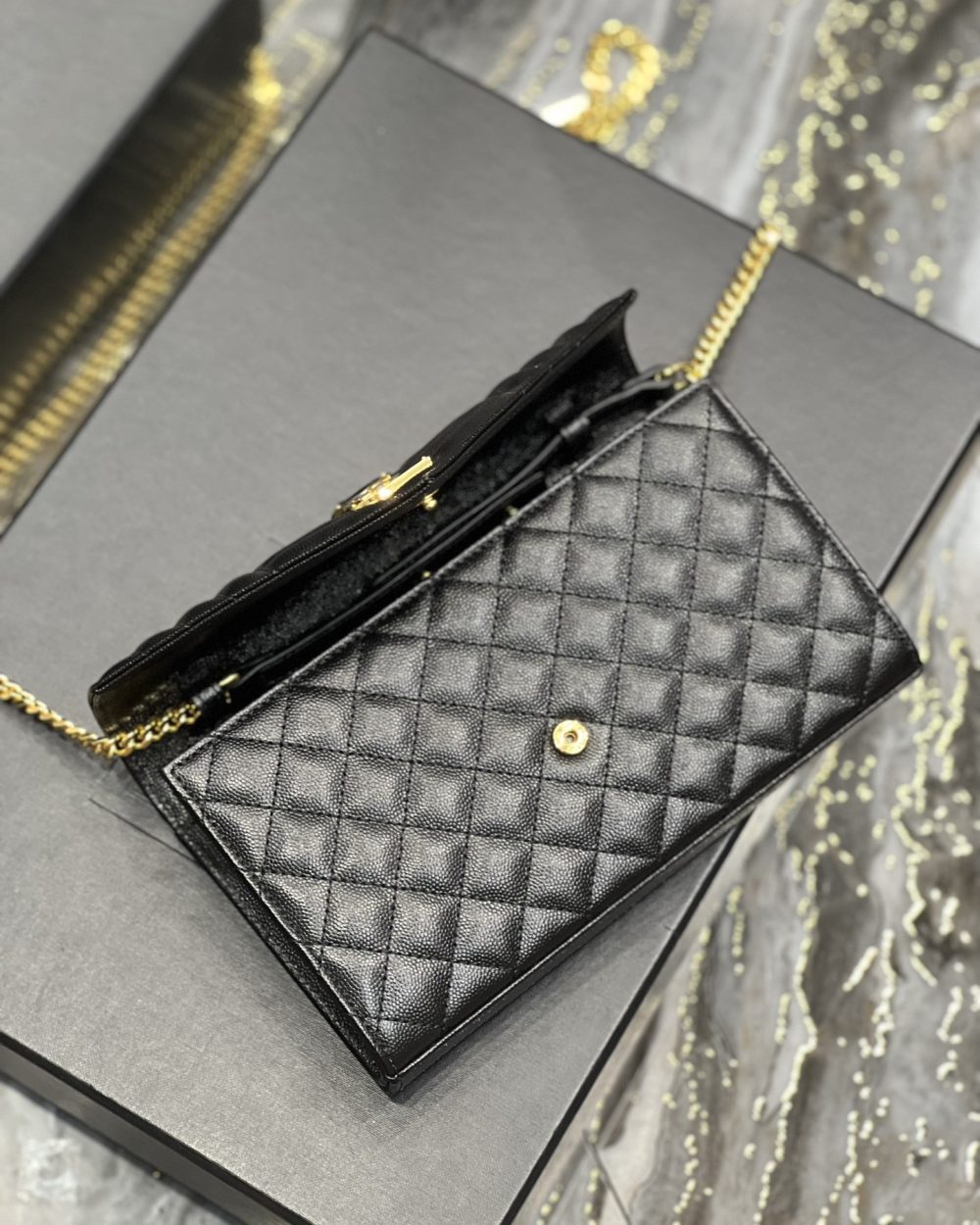 [REP 1:1] Saint Laurent Envelope Small Chain Bag Black For Women, Women's Bags 8.6in/22cm YSL
