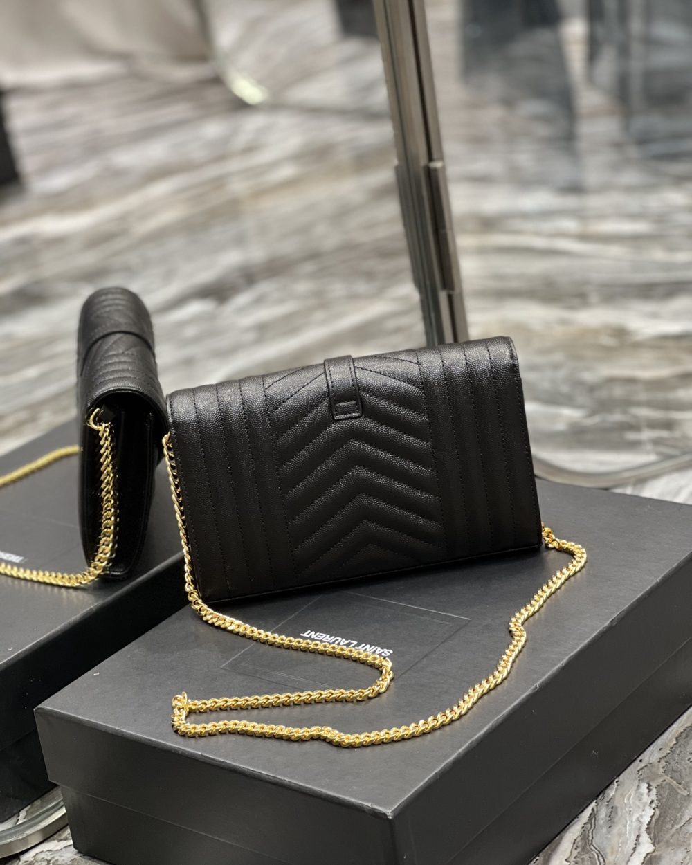 [REP 1:1] Saint Laurent Envelope Small Chain Bag Black For Women, Women's Bags 8.6in/22cm YSL