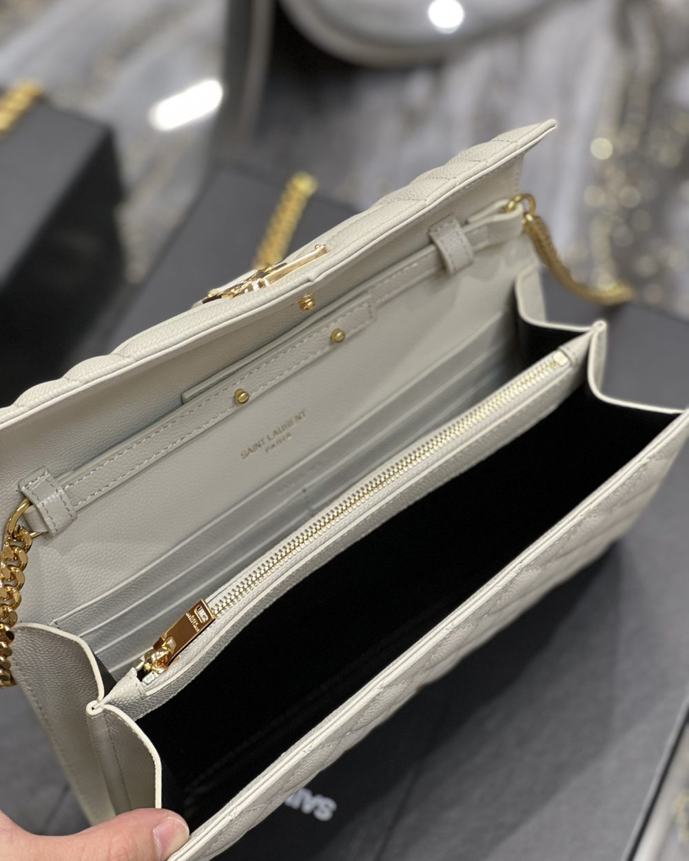 [REP 1:1] Saint Laurent Envelope Small Chain Bag White For Women, Women's Bags 8.6in/22cm YSL