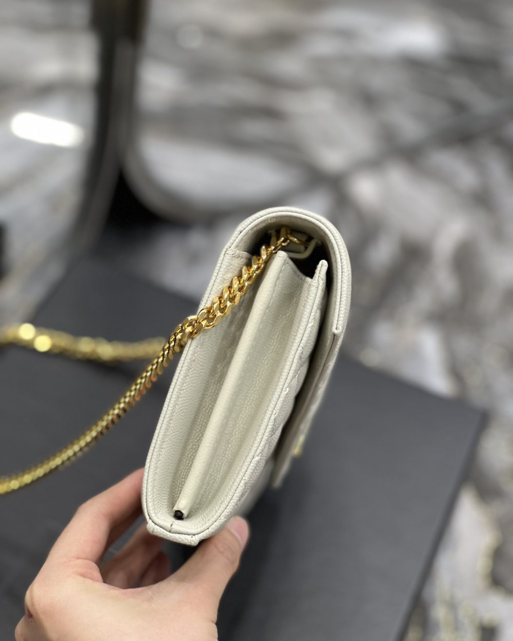 [REP 1:1] Saint Laurent Envelope Small Chain Bag White For Women, Women's Bags 8.6in/22cm YSL